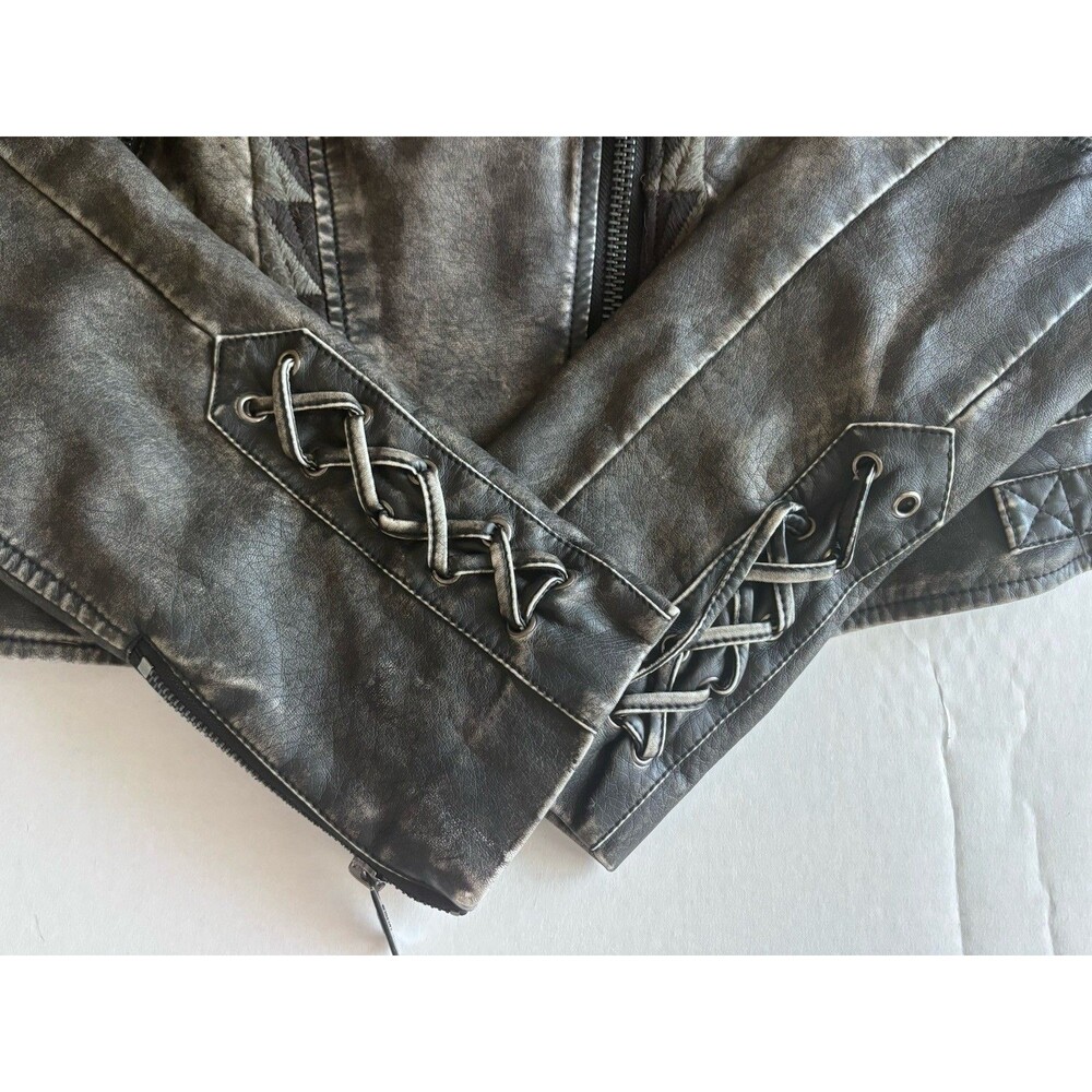 Circus by Sam Edelman Women’s Vegan Leather Moto Biker Jacket Gray Size M - Picture 5 of 16